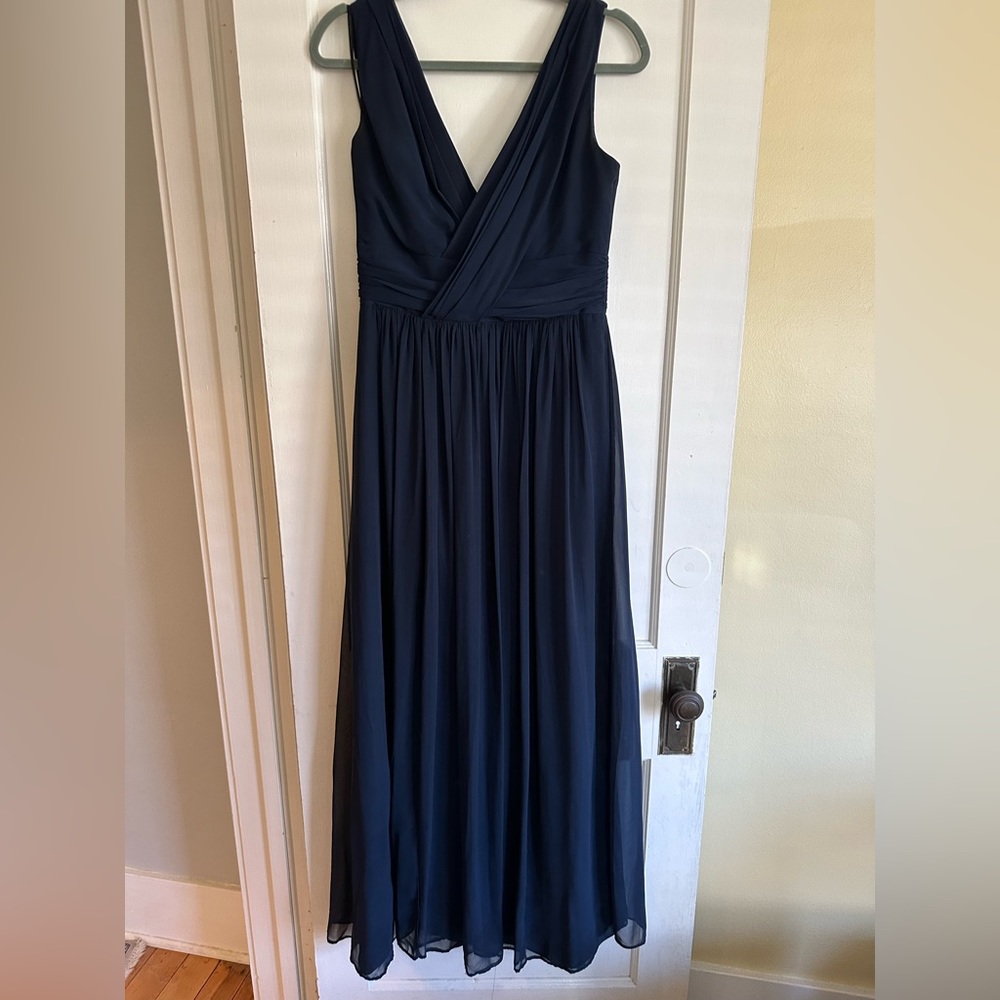 Dessy Collection 2894 Chiffon Maxi Dress 10 Draped V-Neck Shirred A-Line NWD